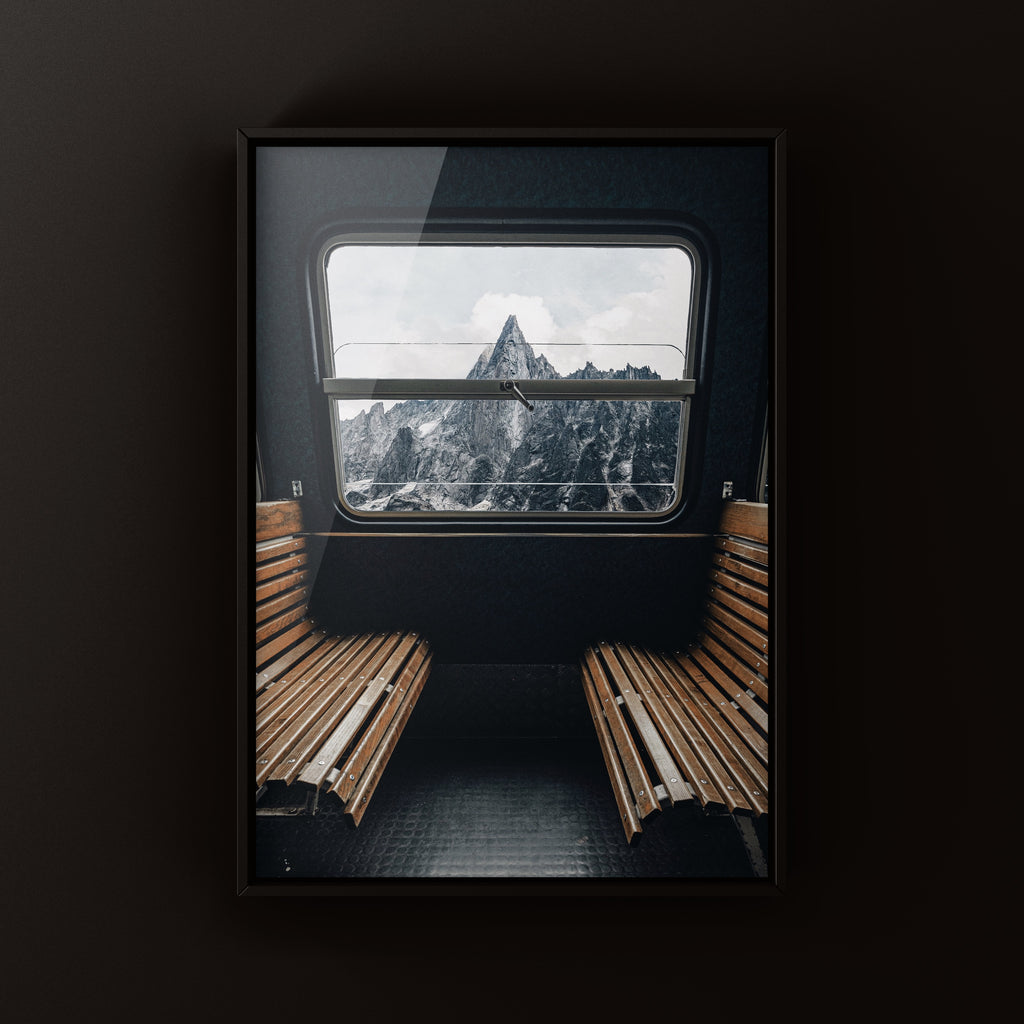 The little mountain through the window of the little train